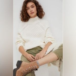 Anthropologie Bia Mock Neck Tunic Sweater Cream S